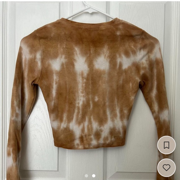 Tilly’s/ girls cropped marble long sleeve/ brown and white/ size small - Picture 2 of 2